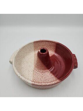 Hand Thrown Heavy Handmade Pottery Earthenware Bundt Pan Minimalist Cabin chic